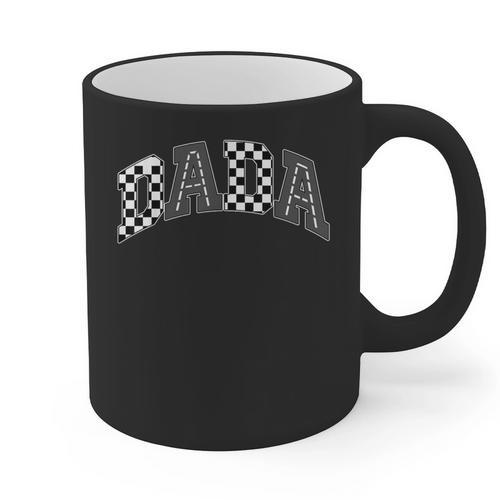 Dada Racing Race Car Checkered Family Birthday Matching Graphic Print Coffee Mug - Father's Day Fun