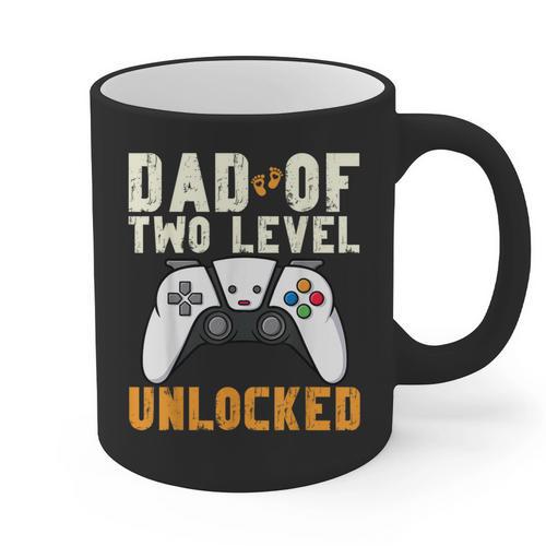 Daddy Again Leveled Up To Dad Of 2 Gamer Dad Level Unlocked Graphic Print Coffee Mug - Father's Day Fun