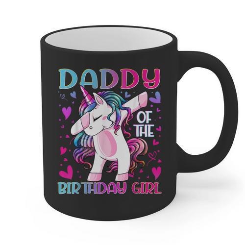 Daddy Of The Birthday Girl Dabbing Unicorn Dad Daddy Small Graphic Print Coffee Mug - Father's Day Fun