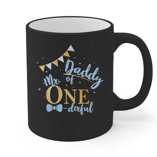 Daddy Of Mr One-Derful Party Blue-Gold Dad Boy 1st Birthday Graphic Print Coffee Mug - Father's Day Fun