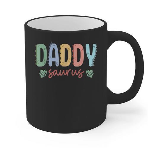 Daddy Saurus Dad Dinosaur Three Rex Birthday Boy Girl Family Graphic Print Coffee Mug - Father's Day Fun