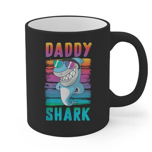 Daddy Shark Retro Vintage Dad Graphic Print Coffee Mug - Father's Day Fun