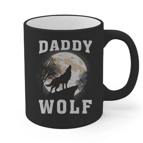 Daddy Wolf Wolves Dad Moon Fathers Day Graphic Print Coffee Mug - Father's Day Fun