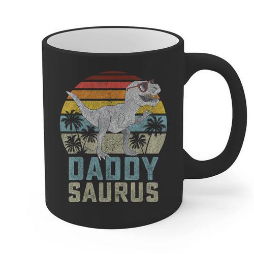 Daddysaurus T Rex Dinosaur Daddy Saurus Family Matching Graphic Print Coffee Mug - Father's Day Fun