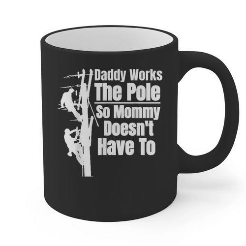 Dads Electrical Lineman Gear Husband & Lineman Wife Graphic Print Coffee Mug - Father's Day Fun