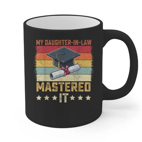 My Daughter In Law Mastered It Master's Graduation Vintage Graphic Print Coffee Mug - Best Gift Smart