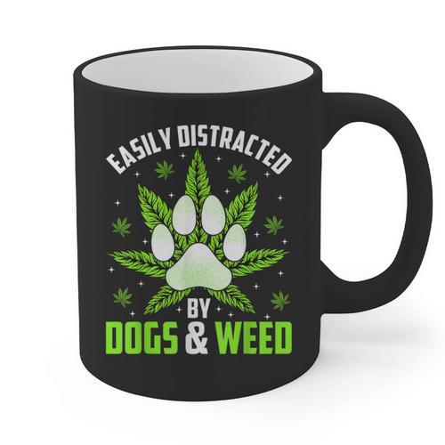 Dogs And Weed Dad Mom Dog Lover Cannabis Marijuana For Men Women Graphic Print Coffee Mug - Father's Day Fun