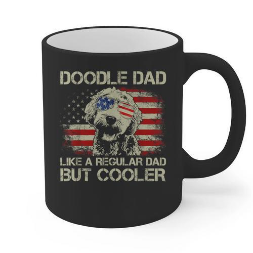 Doodle Dad Goldendoodle Regular Dad But Cooler American Flag Graphic Print Coffee Mug - Father's Day Fun