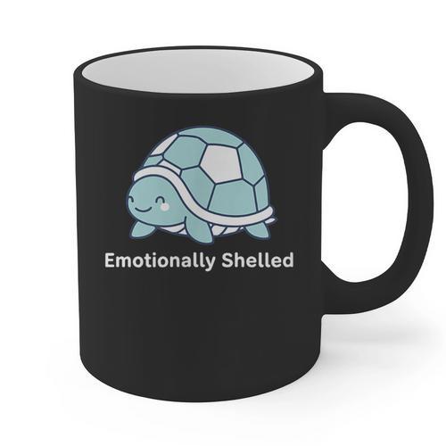 Emotionally Shelled Turtle Introvert Turtle Tee Graphic Print Coffee Mug - Raresse