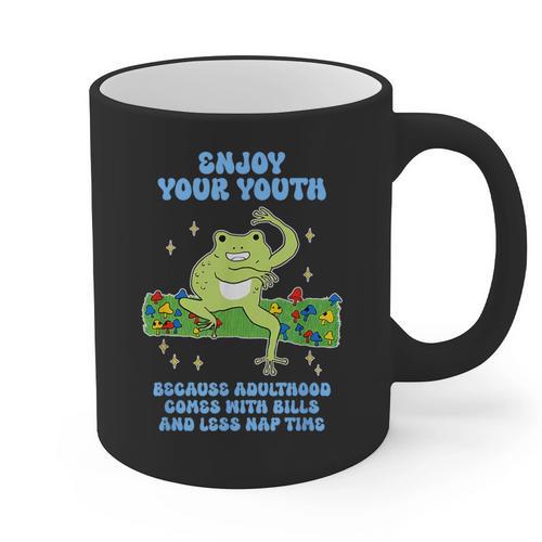 Enjoy Adulthood Comes With Bills Nostalgia Regret Graphic Print Coffee Mug - Figerry