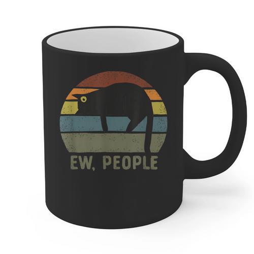 Ew People Cat Lazy Introvert Anti Social Graphic Print Coffee Mug - Raresse