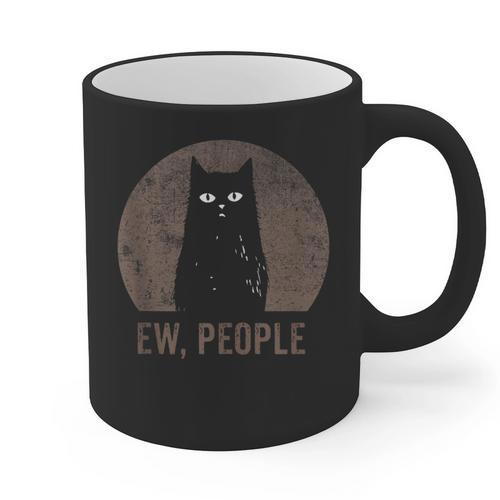 Ew People Introvert Cat Meow Cat Lover Men Women Kids Graphic Print Coffee Mug - Raresse