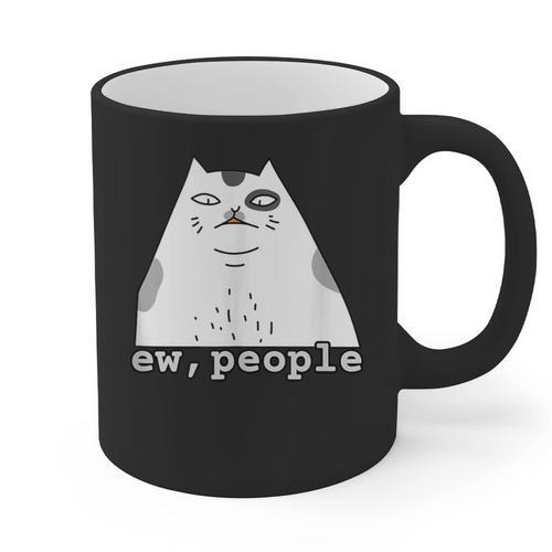 Ew People Introvert Sayings Sarcastic Cat Quote Graphic Print Coffee Mug - Raresse