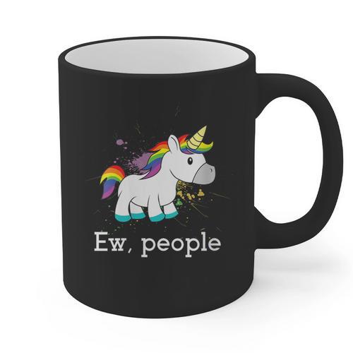 Ew People Unicorn Lover Introvert Rainbow Unicorn Graphic Print Coffee Mug - Raresse