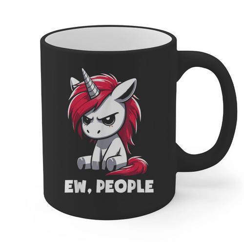 Ew People Unicorn Sarcastic Humor Introvert Graphic Print Coffee Mug - Raresse