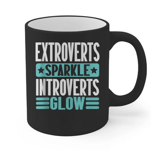 Extroverts Sparkle Introverts Glow Introvert Graphic Print Coffee Mug - Raresse