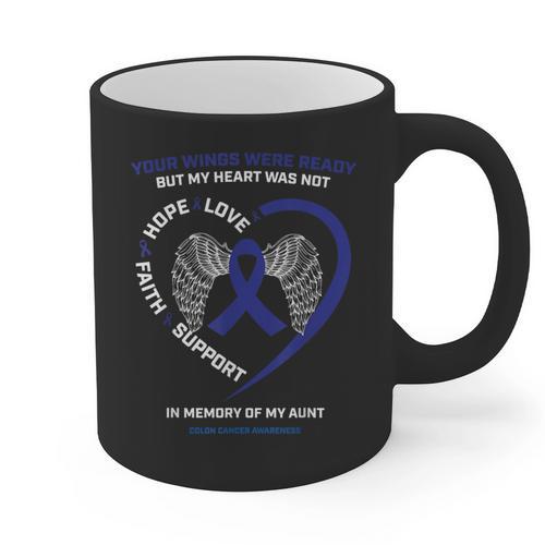 Faith Hope Love In Memory Of My Aunt Colon Cancer Awareness Graphic Print Coffee Mug - Easessy