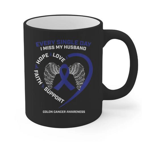 Faith Hope Love In Memory Of Husband Colon Cancer Awareness Graphic Print Coffee Mug - Easessy