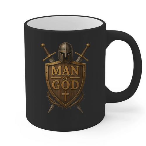 Faithful Warrior Man Of God Christian Men Knight Armor Dad Graphic Print Coffee Mug - Father's Day Fun