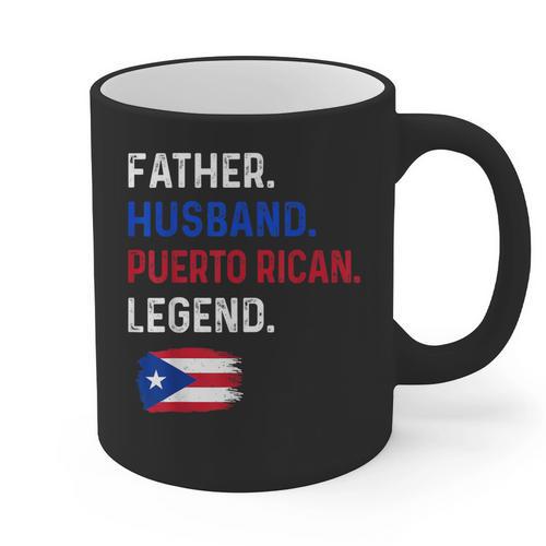 Father Husband Puerto Rican Legend Proud Dad Rico Flag Graphic Print Coffee Mug - Father's Day Fun