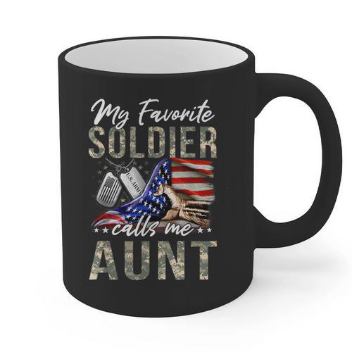 My Favorite Soldier Calls Me Aunt US Army Graduation Aunt Graphic Print Coffee Mug - Best Gift Smart