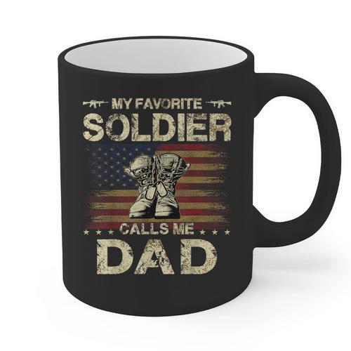My Favorite Solider Calls Me Dad Proud Army Dad Graphic Print Coffee Mug - Father's Day Fun