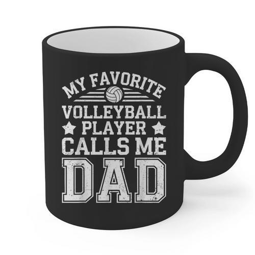 My Favorite Volleyball Player Calls Me Dad Shirt Fathers Day Graphic Print Coffee Mug - Father's Day Fun