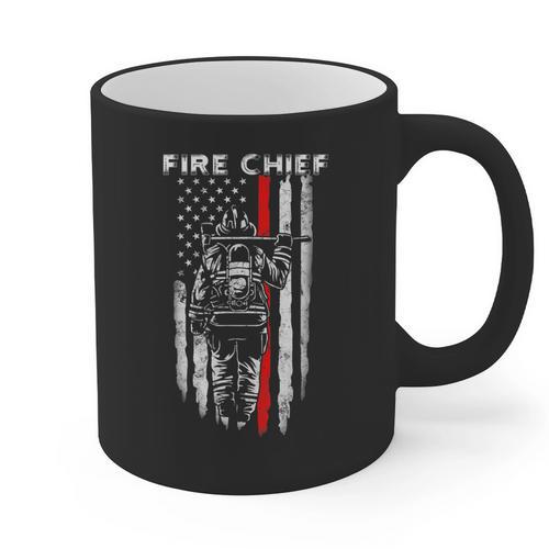 Fire Chief American Flag Gifts For Fire Chief Dad Grandpa Graphic Print Coffee Mug - Father's Day Fun