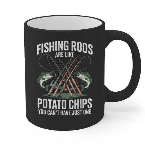 Fishing Rods Are Like Potato Chips Dad Fisherman Graphic Print Coffee Mug - Father's Day Fun