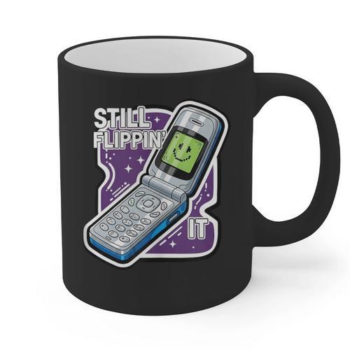 Still Flippin' It Retro Flip Phone 90s Y2K Nostalgia Graphic Print Coffee Mug - Figerry