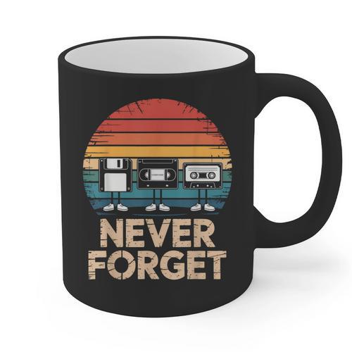 Floppy VHS Cassette Never Forget Retro 80s 90s Nostalgia Graphic Print Coffee Mug - Figerry