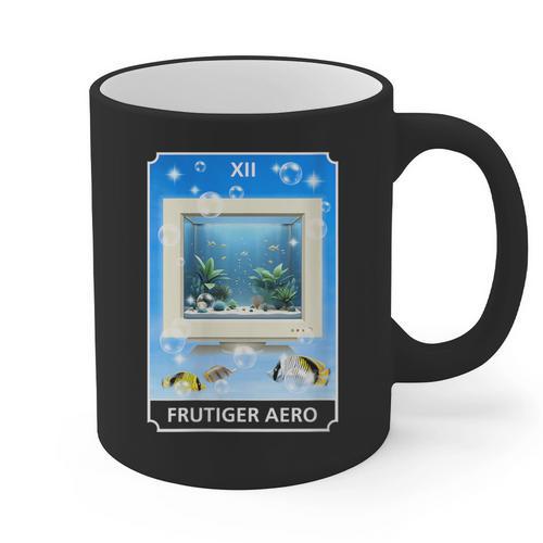Frutiger Aero Aesthetic Tech Computer Aquarium Tarot Card Graphic Print Coffee Mug - Figerry