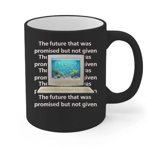 Frutiger Aero Aesthetic Tech The Future That Was Promised Graphic Print Coffee Mug - Figerry