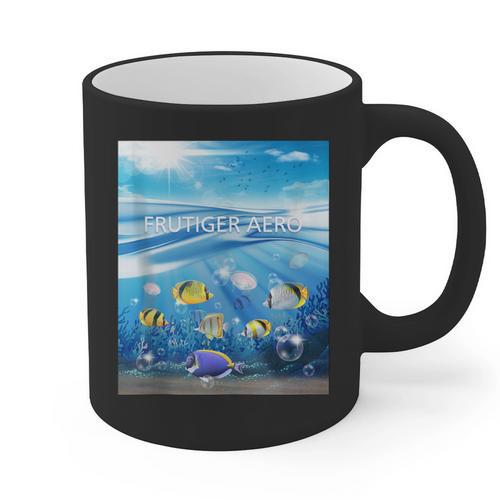 Frutiger Aero Aesthetic Tech Ocean Underwater Fishes Graphic Print Coffee Mug - Figerry