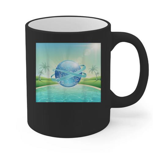 Frutiger Aero Y2k Aesthetic Palm Trees Cyber Beach World Graphic Print Coffee Mug - Figerry