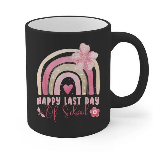 Fun Happy Last Day Of School Girl Student Graduation Rainbow Graphic Print Coffee Mug - Best Gift Smart
