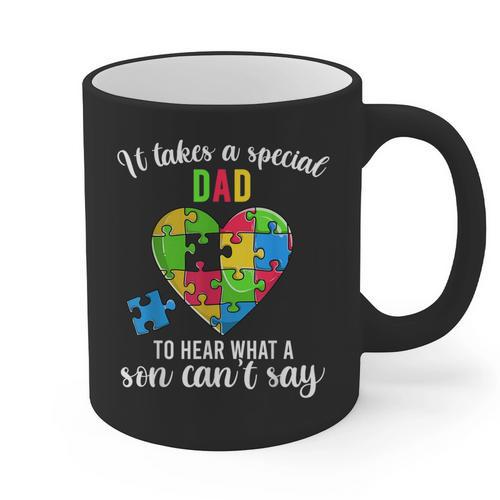 Fun Heart Puzzle Shirts Dad Autism Awareness Family Support Graphic Print Coffee Mug - Father's Day Fun
