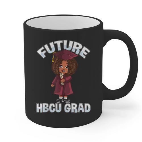 Future HBCU Grad Girl Wearing Graduation Gown Graphic Print Coffee Mug - Best Gift Smart