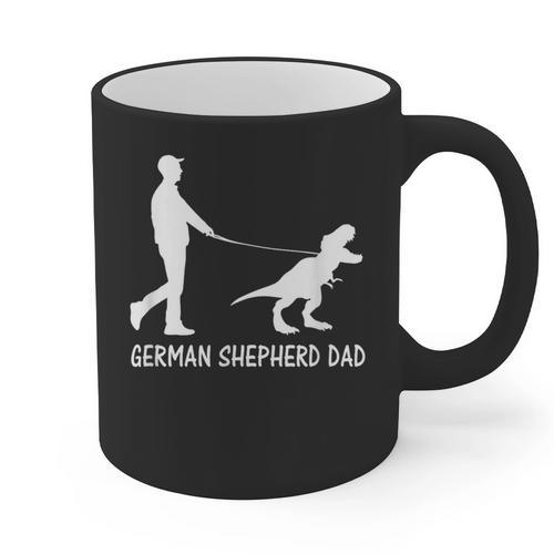 German Shepherd Dad Dinosaur GSD Owners Father's Day Graphic Print Coffee Mug - Father's Day Fun