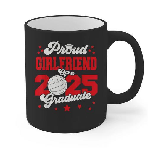 Girlfriend Of a 2025 Graduate Prom Graduation 25 VolleyBall Graphic Print Coffee Mug - Best Gift Smart