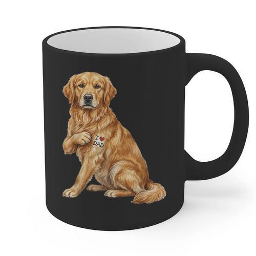 Golden Retriever I Love Dad Dog Dad Father's Day Graphic Print Coffee Mug - Father's Day Fun