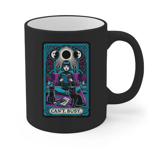 Gothic Girl Tarot Card Introverted Reader And Reading Graphic Print Coffee Mug - Raresse