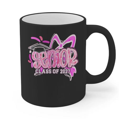 Graduation 2027 Senior 2027 Class Of 2027 Coquette Pink Girl Graphic Print Coffee Mug - Best Gift Smart
