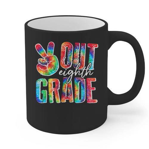 Graduation Peace Sign Out Eighth Grade Tie Dye Hippie Graphic Print Coffee Mug - Best Gift Smart
