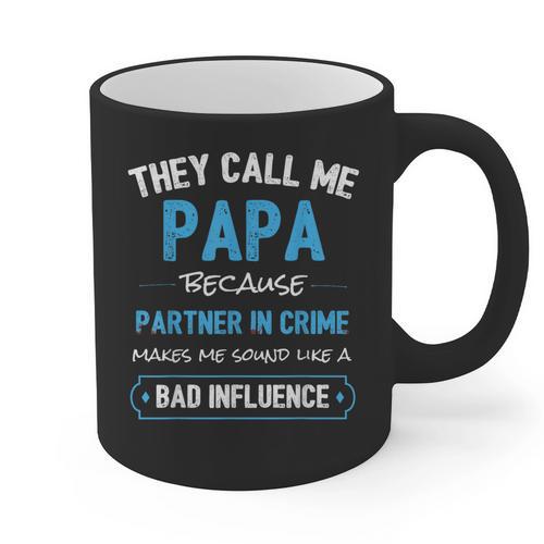 Grandpa Papa Partner In Crime Dad Graphic Print Coffee Mug - Father's Day Fun