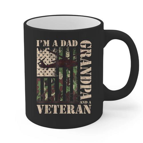 Grandpa Veteran Fathers Day Dad Veteran Camo American Flag Graphic Print Coffee Mug - Father's Day Fun