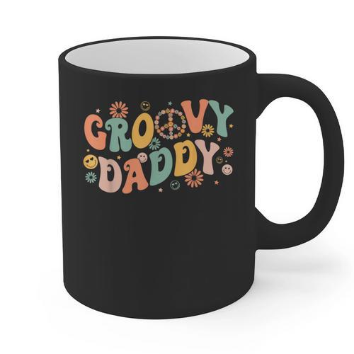 Groovy Daddy Birthday Party Peace Sign Dad 60s 70s Hippie Graphic Print Coffee Mug - Father's Day Fun