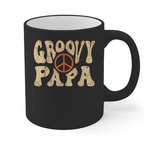 Groovy Papa 70s Aesthetic Nostalgia 1970's Retro Dad Graphic Print Coffee Mug - Father's Day Fun