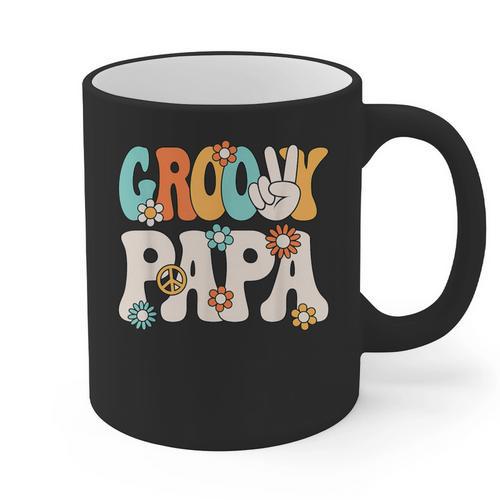 Groovy Papa Dad Retro Hippie 60s 70s Party Outfit Men Graphic Print Coffee Mug - Father's Day Fun