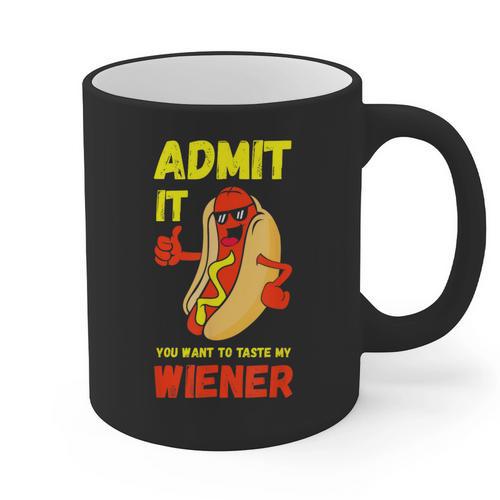 Hilarious Hot Dog Dad Joke Text Pun Dirty Joke -Barbecue Graphic Print Coffee Mug - Father's Day Fun